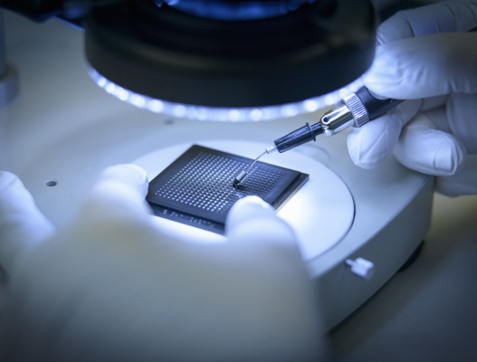 Close up of semiconductor manufacture