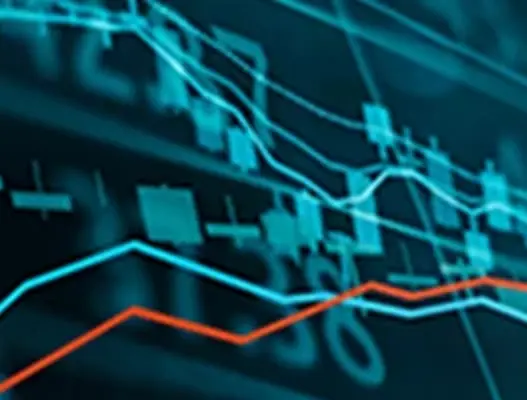 Abstract blue and orange financial chart image